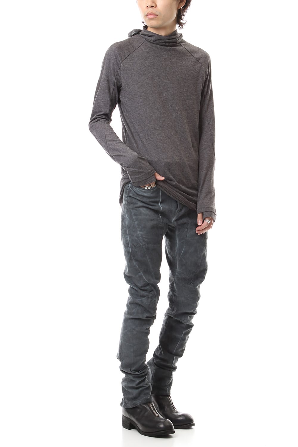 Dirty Coating Cold Dyed Curve Slim Pants - ST107-0049A-Navy