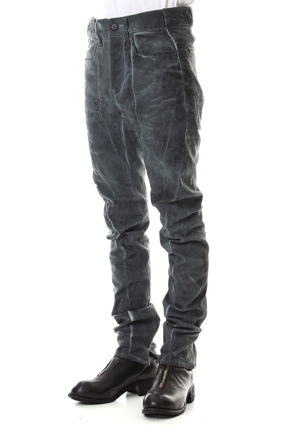 Dirty Coating Cold Dyed Curve Slim Pants - ST107-0049A-Navy