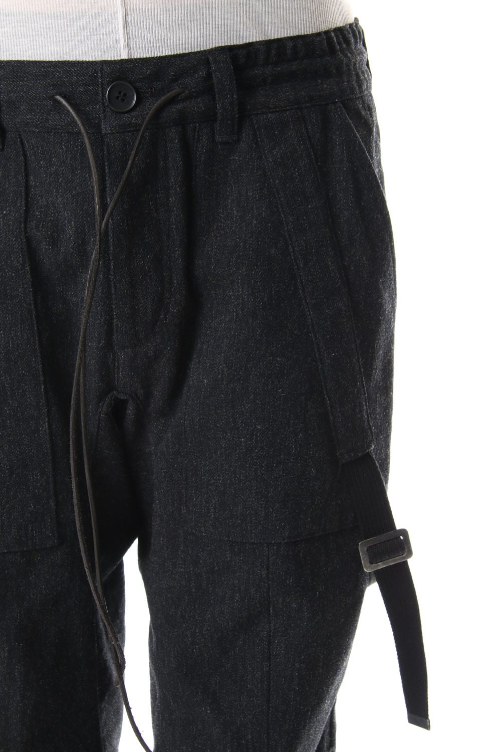 Wool × Cotton Serge Harness Tapered Cropped Pants - ST107-0069A