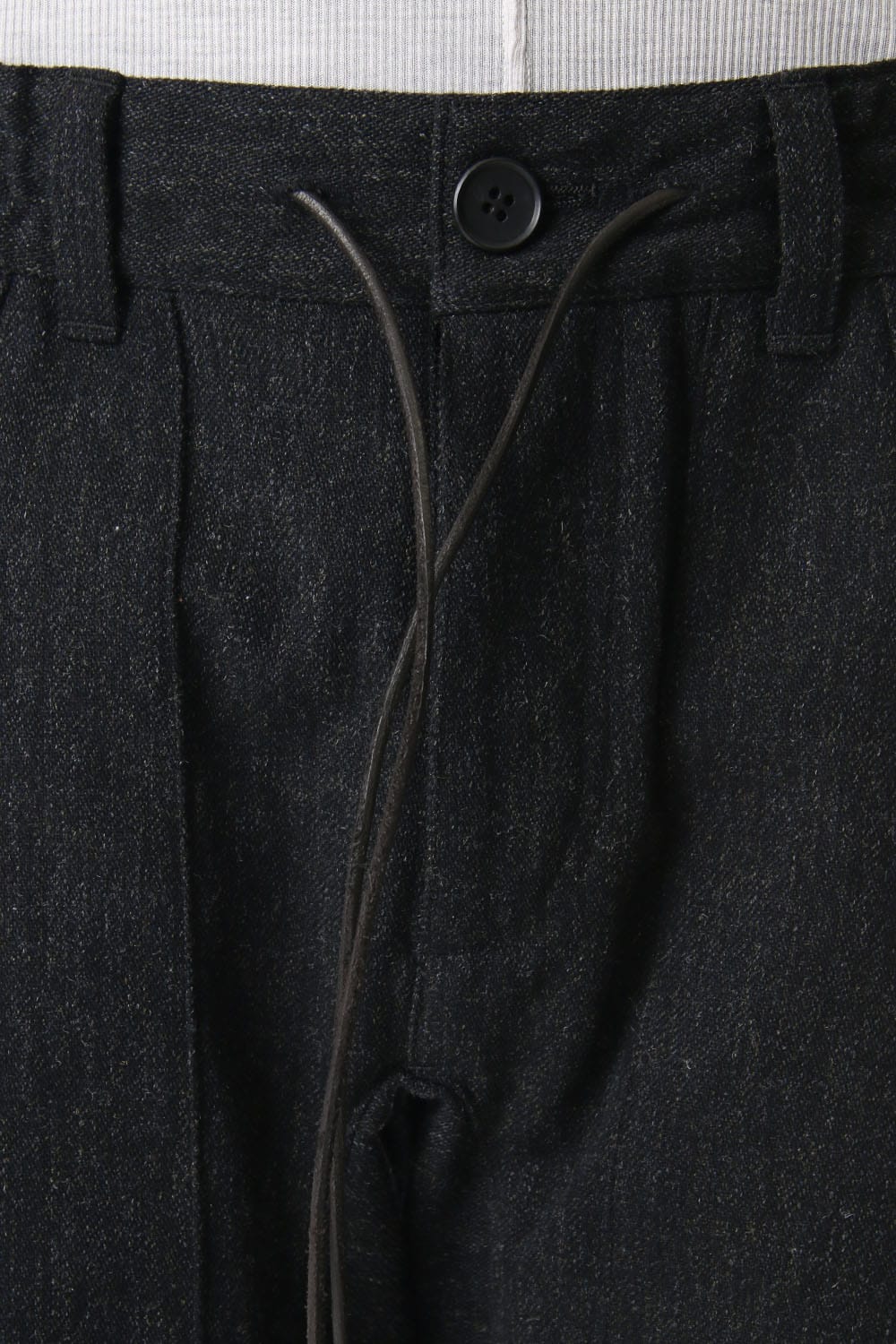 Wool × Cotton Serge Harness Tapered Cropped Pants - ST107-0069A