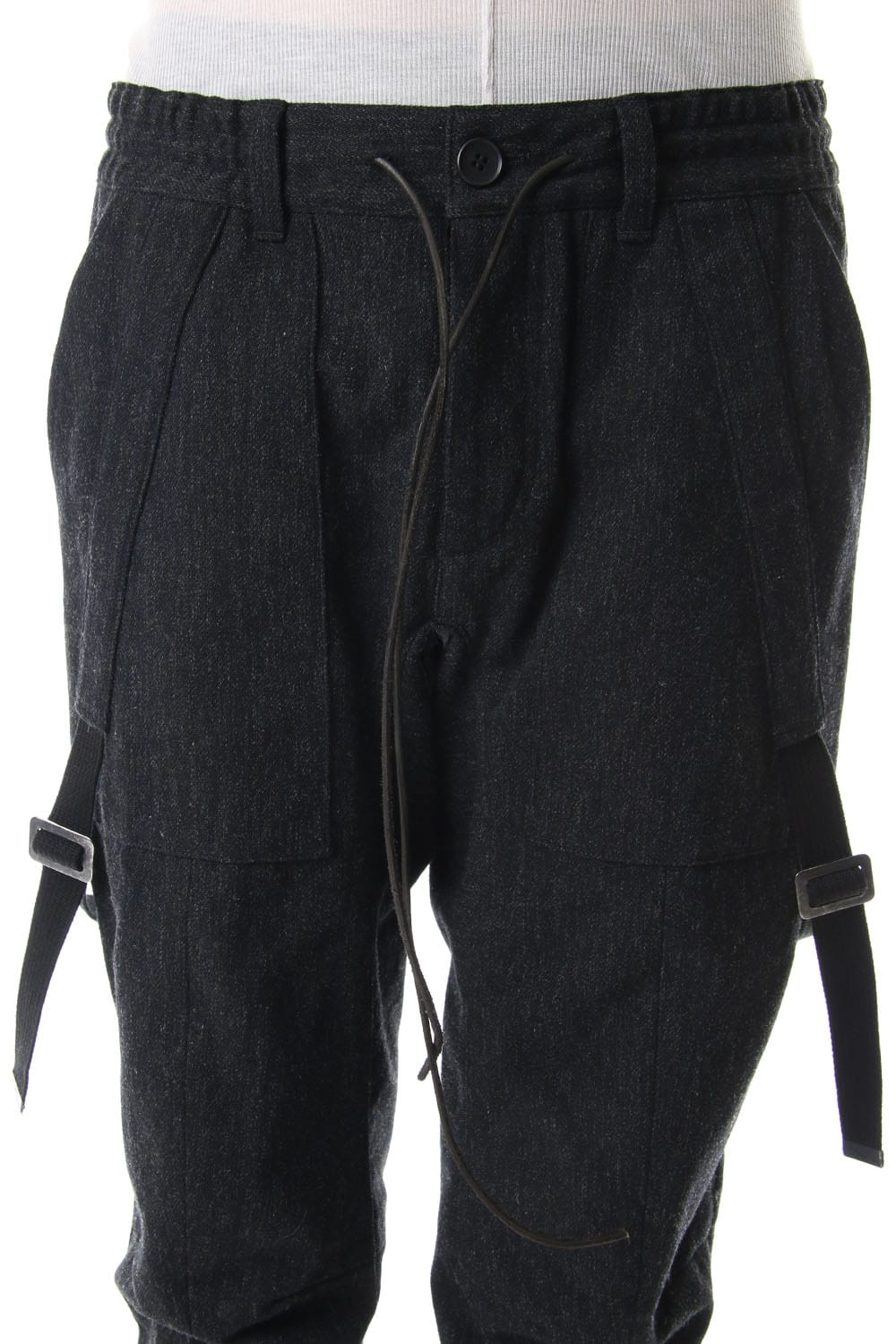 Wool × Cotton Serge Harness Tapered Cropped Pants - ST107-0069A