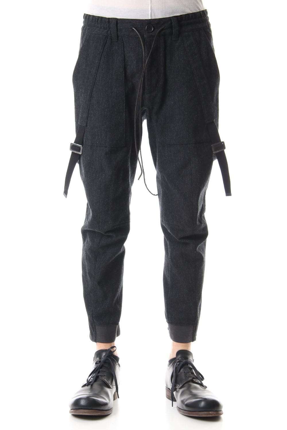 Wool × Cotton Serge Harness Tapered Cropped Pants - ST107-0069A