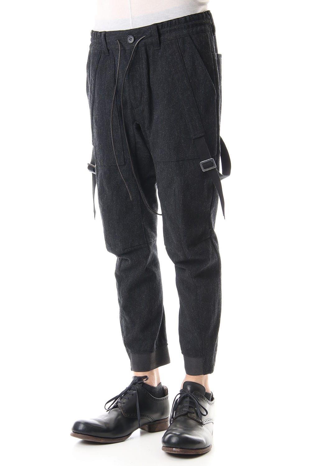 Wool × Cotton Serge Harness Tapered Cropped Pants - ST107-0069A