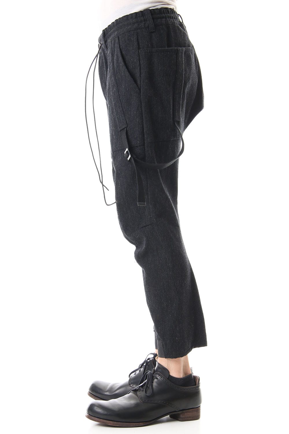 Wool × Cotton Serge Harness Tapered Cropped Pants - ST107-0069A