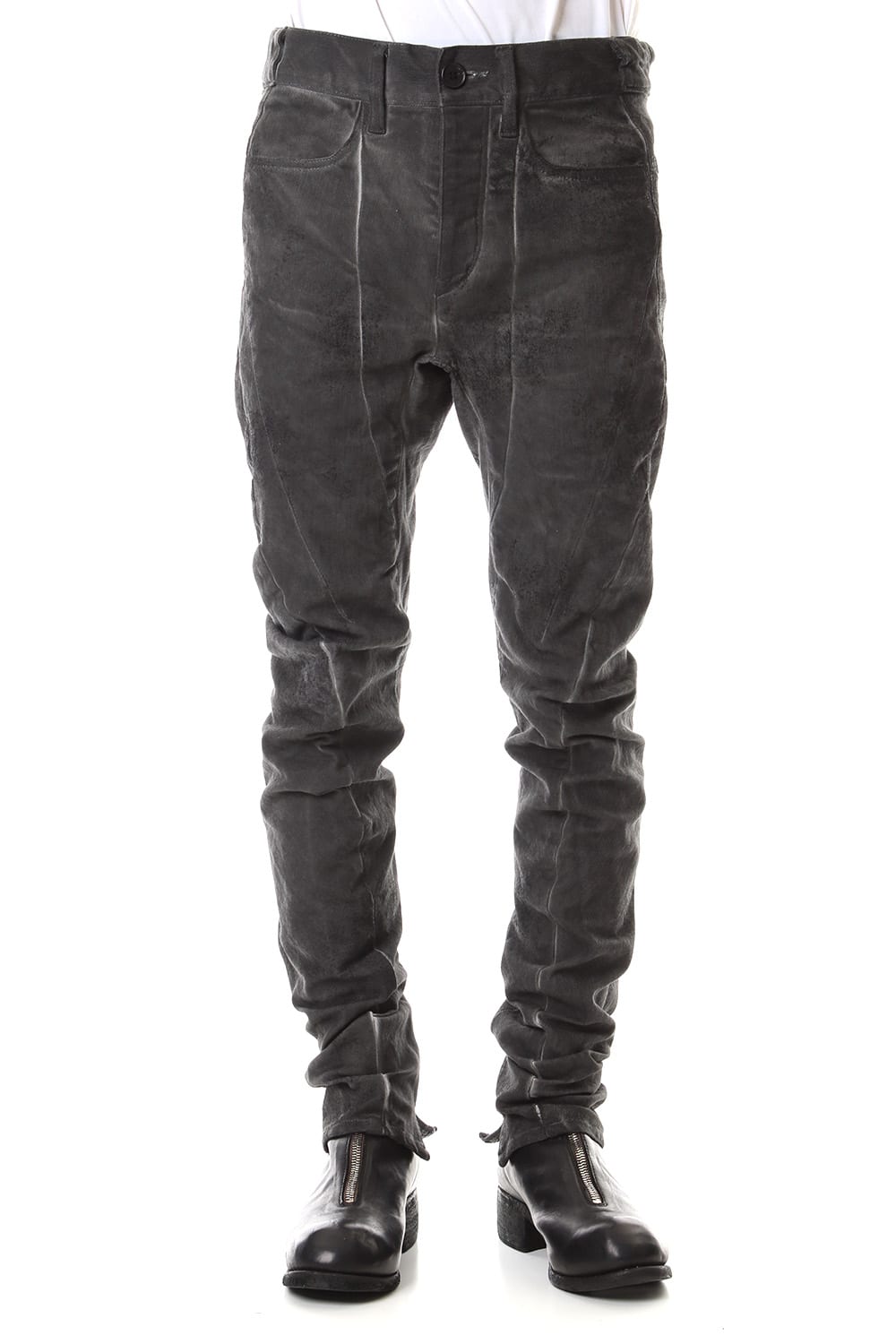 Dirty Coating Cold Dyed Curve Slim Pants - ST107-0049A Charcoal