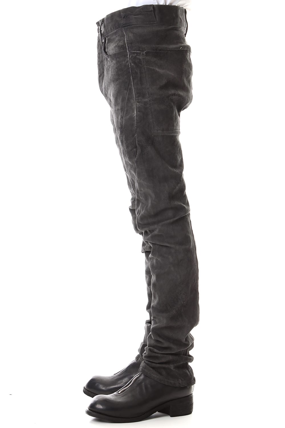Dirty Coating Cold Dyed Curve Slim Pants - ST107-0049A Charcoal