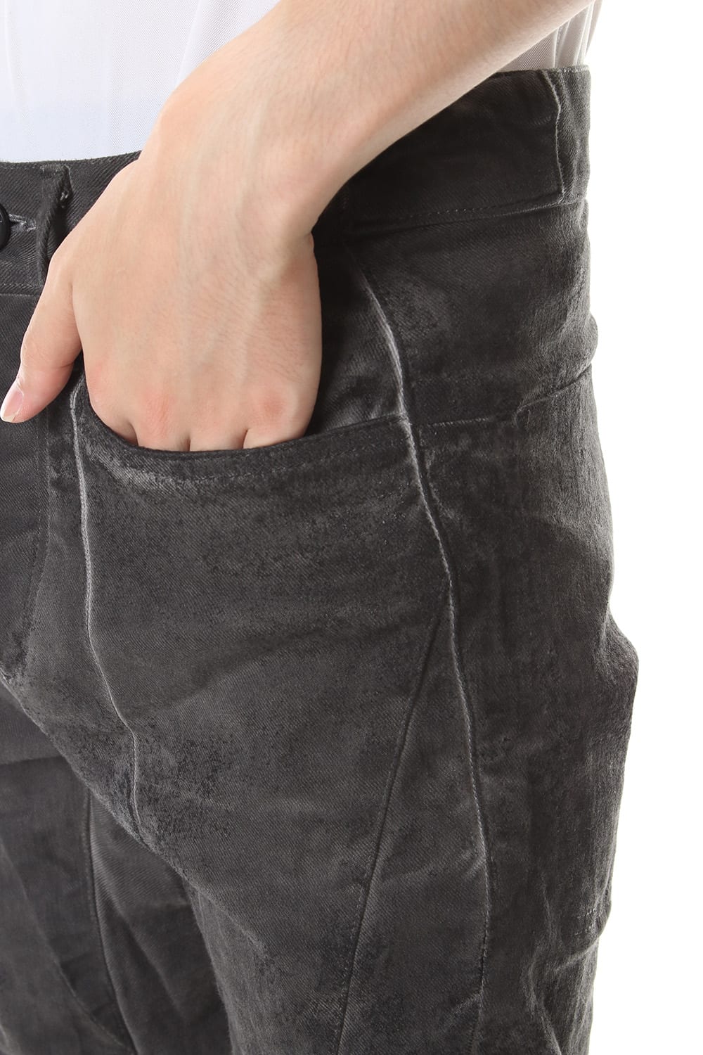 Dirty Coating Cold Dyed Curve Slim Pants - ST107-0049A Charcoal