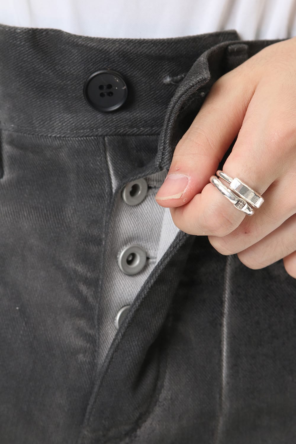 Dirty Coating Cold Dyed Curve Slim Pants - ST107-0049A Charcoal