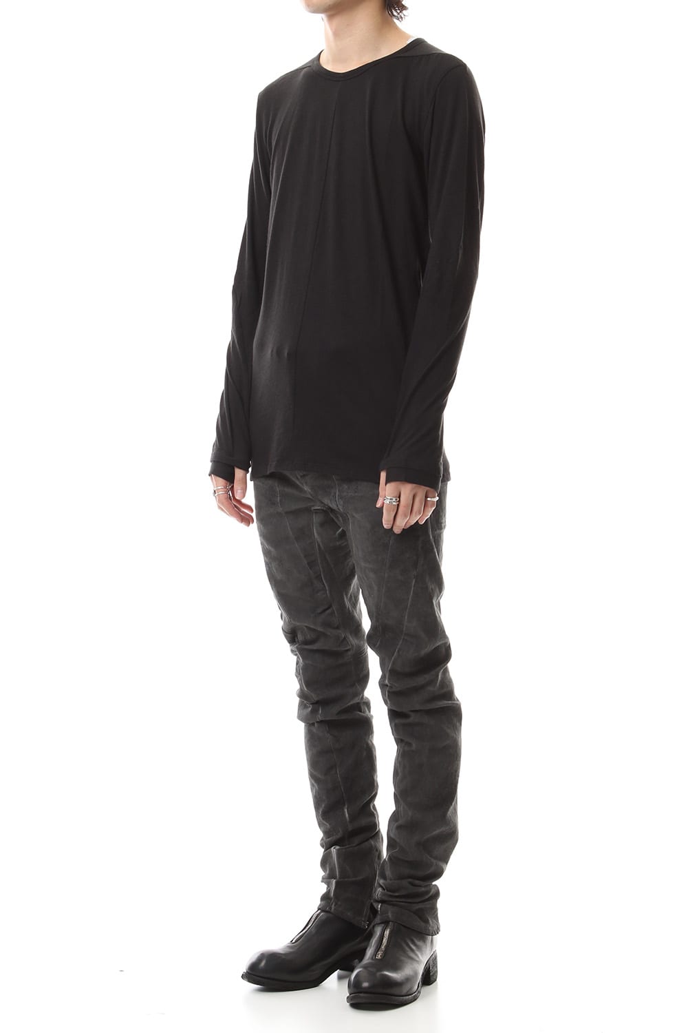 Dirty Coating Cold Dyed Curve Slim Pants - ST107-0049A Charcoal