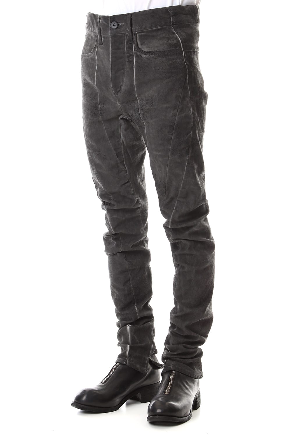 Dirty Coating Cold Dyed Curve Slim Pants - ST107-0049A Charcoal