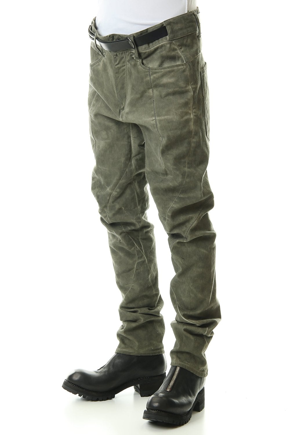 Cold dyed 3D Curve Slim pants Leaf Khaki