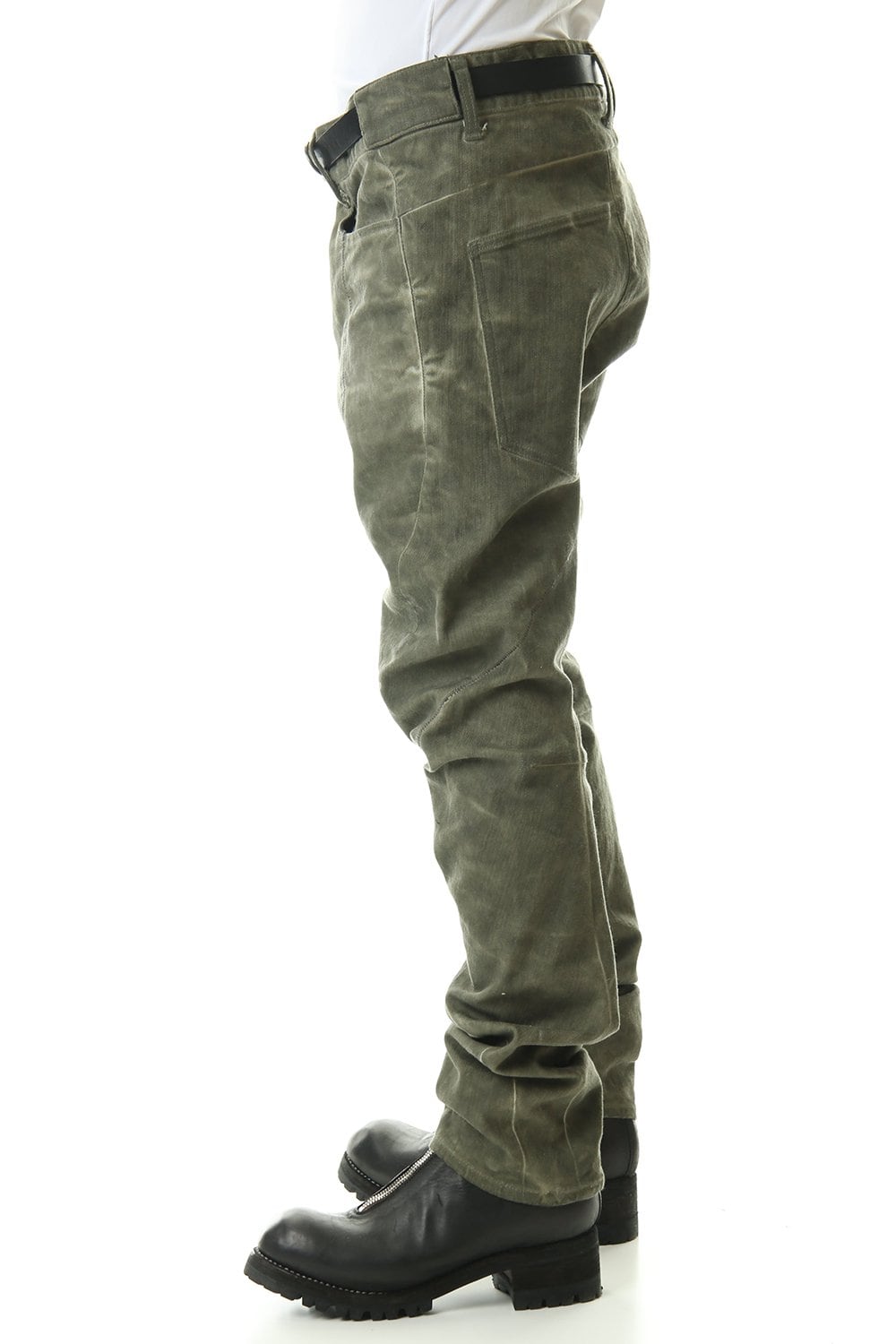 Cold dyed 3D Curve Slim pants Leaf Khaki