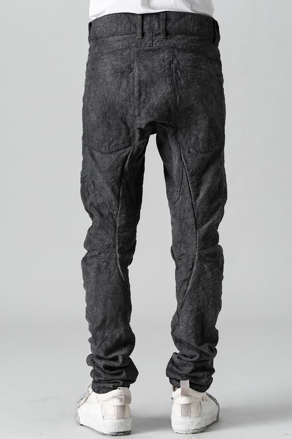 Slub Jacquard Denim Cold Dye Twisted Slim Pants Charcoal