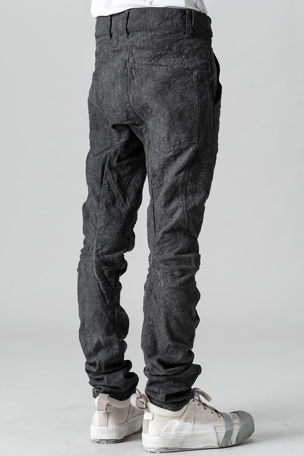 Slub Jacquard Denim Cold Dye Twisted Slim Pants Charcoal