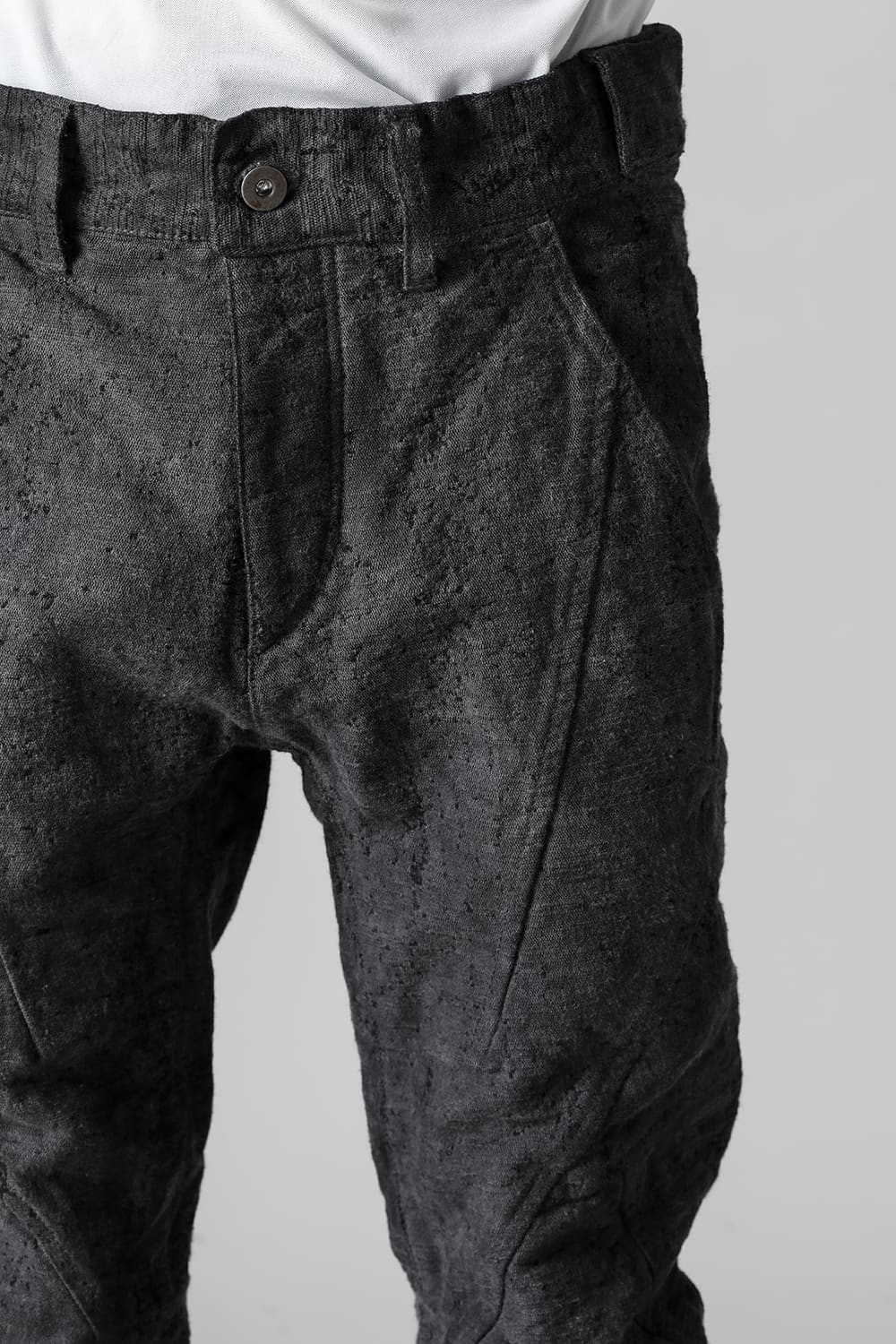 Slub Jacquard Denim Cold Dye Twisted Slim Pants Charcoal