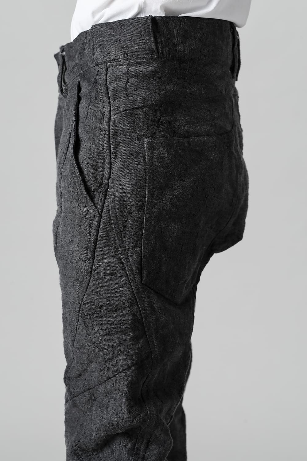 Slub Jacquard Denim Cold Dye Twisted Slim Pants Charcoal