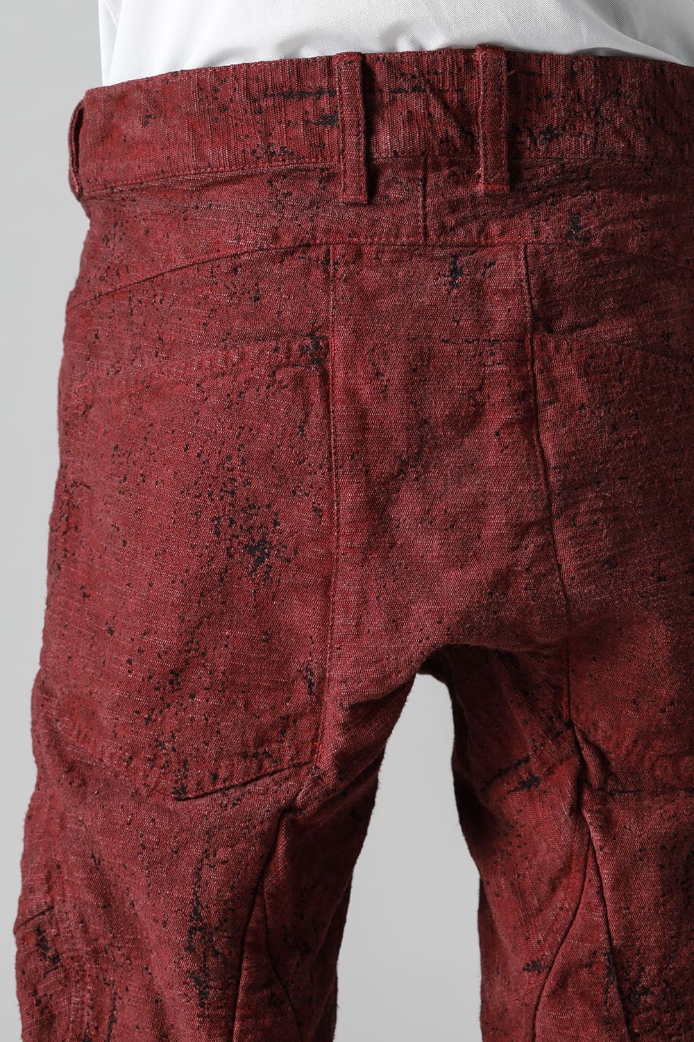 Slub Jacquard Denim Cold Dye Twisted Slim Pants Red