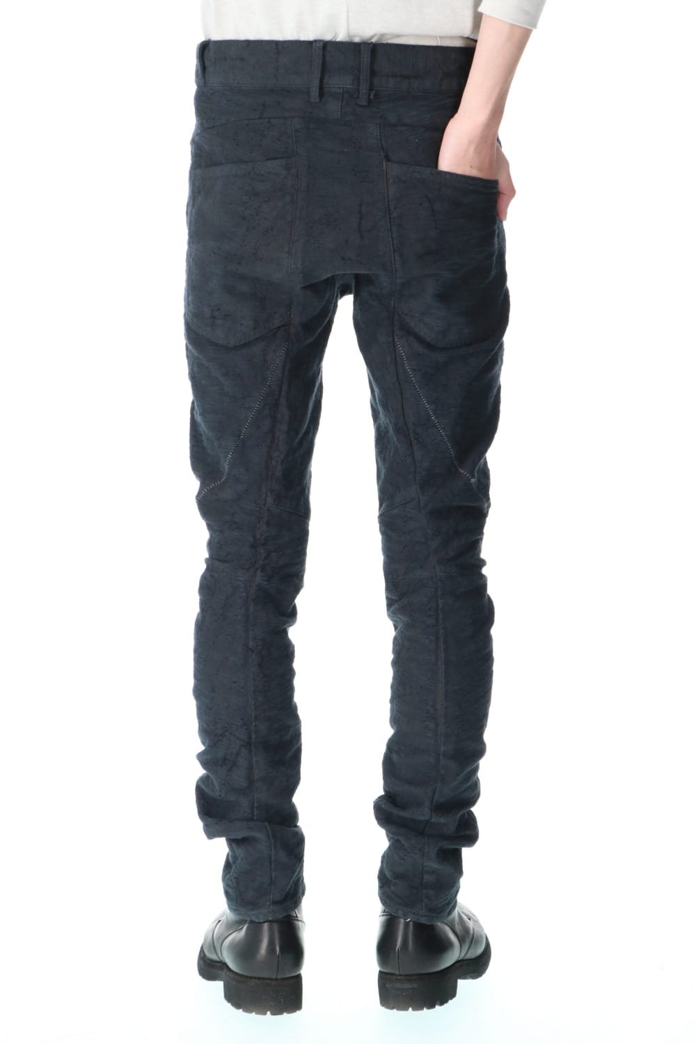 Slub Jacquard Denim 3D Curved Slim Pants Charcoal