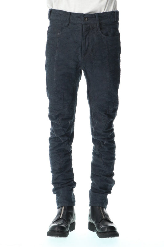 Slub Jacquard Denim 3D Curved Slim Pants Charcoal