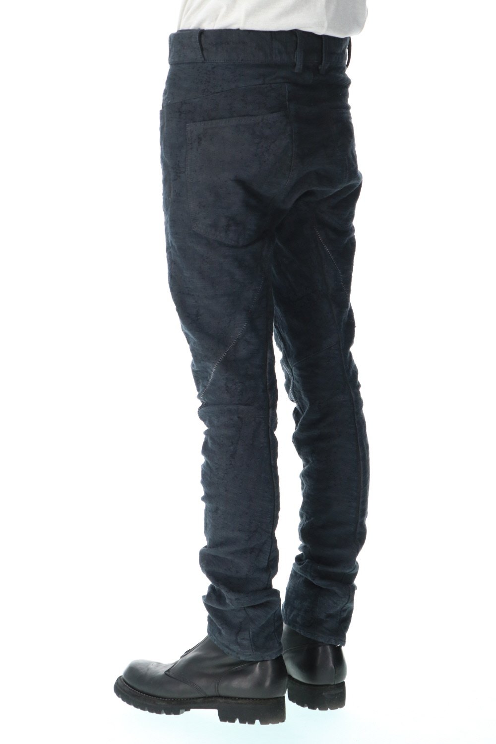 Slub Jacquard Denim 3D Curved Slim Pants Charcoal