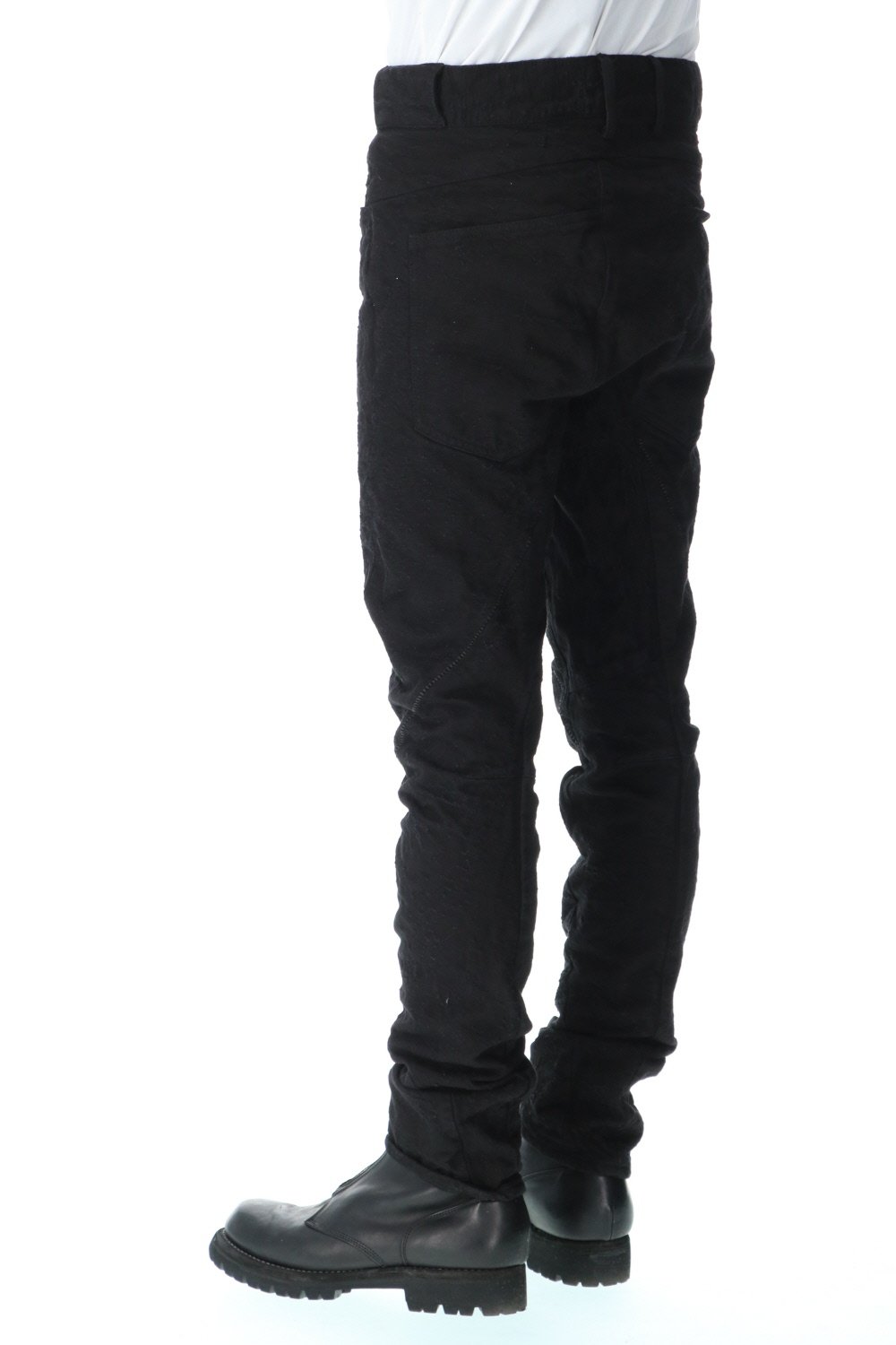 Slub Jacquard Denim 3D Curved Slim Pants Black