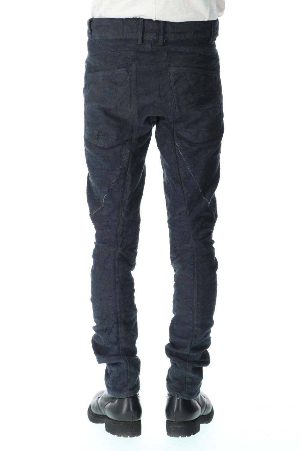 Slub Jacquard Denim 3D Curved Slim Pants Charcoal