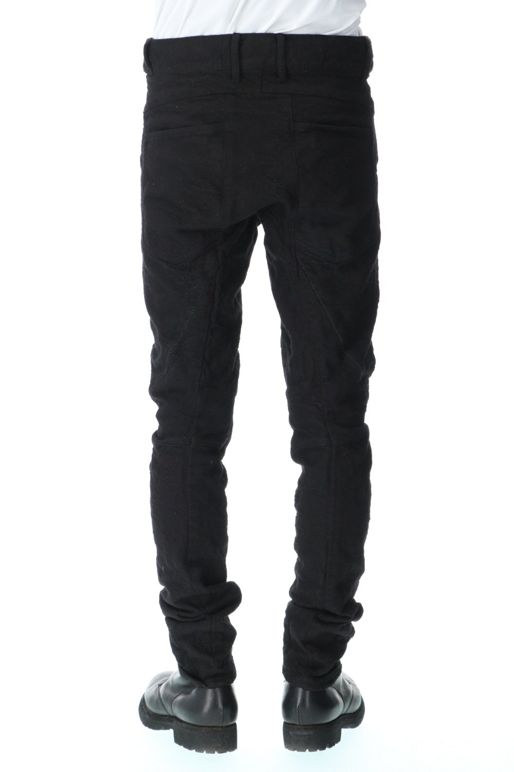 Slub Jacquard Denim 3D Curved Slim Pants Black