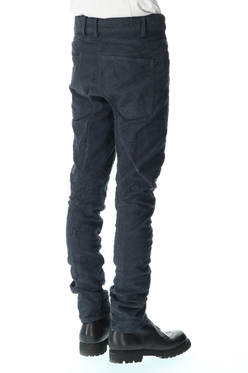 Slub Jacquard Denim 3D Curved Slim Pants Charcoal