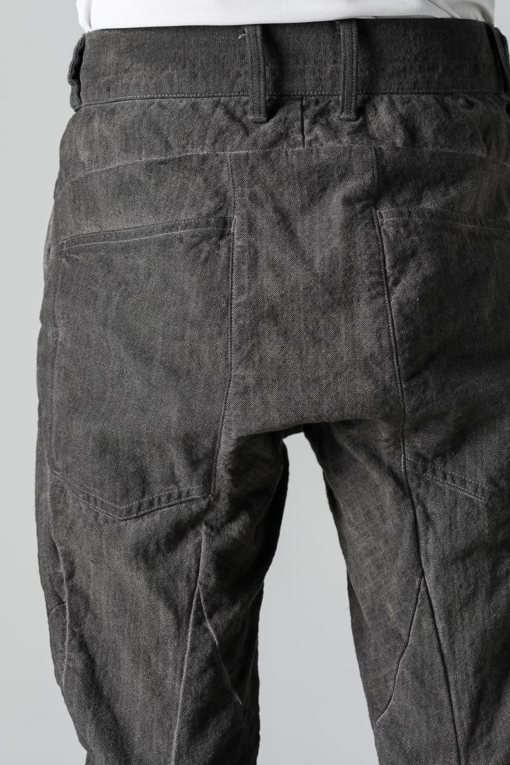 Random Dimple Stretch Cotton×LinenTwisted Curve Slim Pants  Charcoal