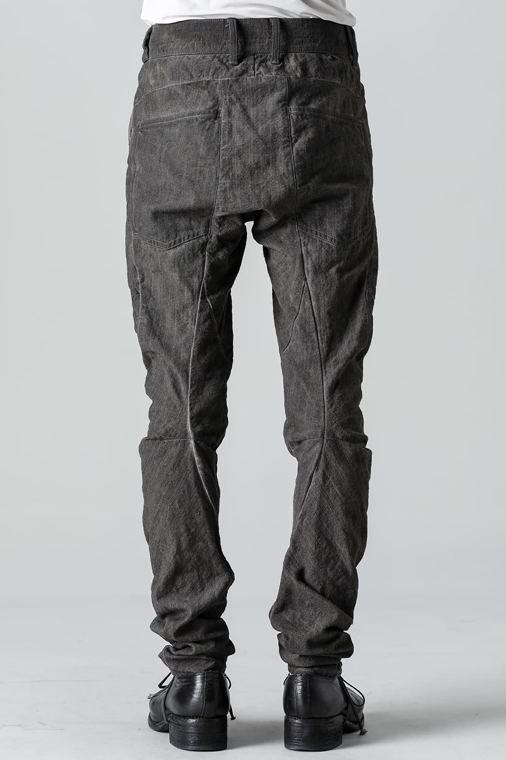 Random Dimple Stretch Cotton×LinenTwisted Curve Slim Pants  Charcoal