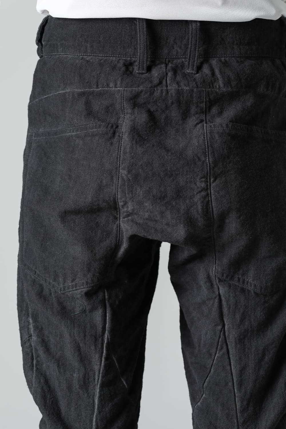 コットン×リネンランダムディンプルストレッチツイストカーブスリムパンツ  マッドブラウン