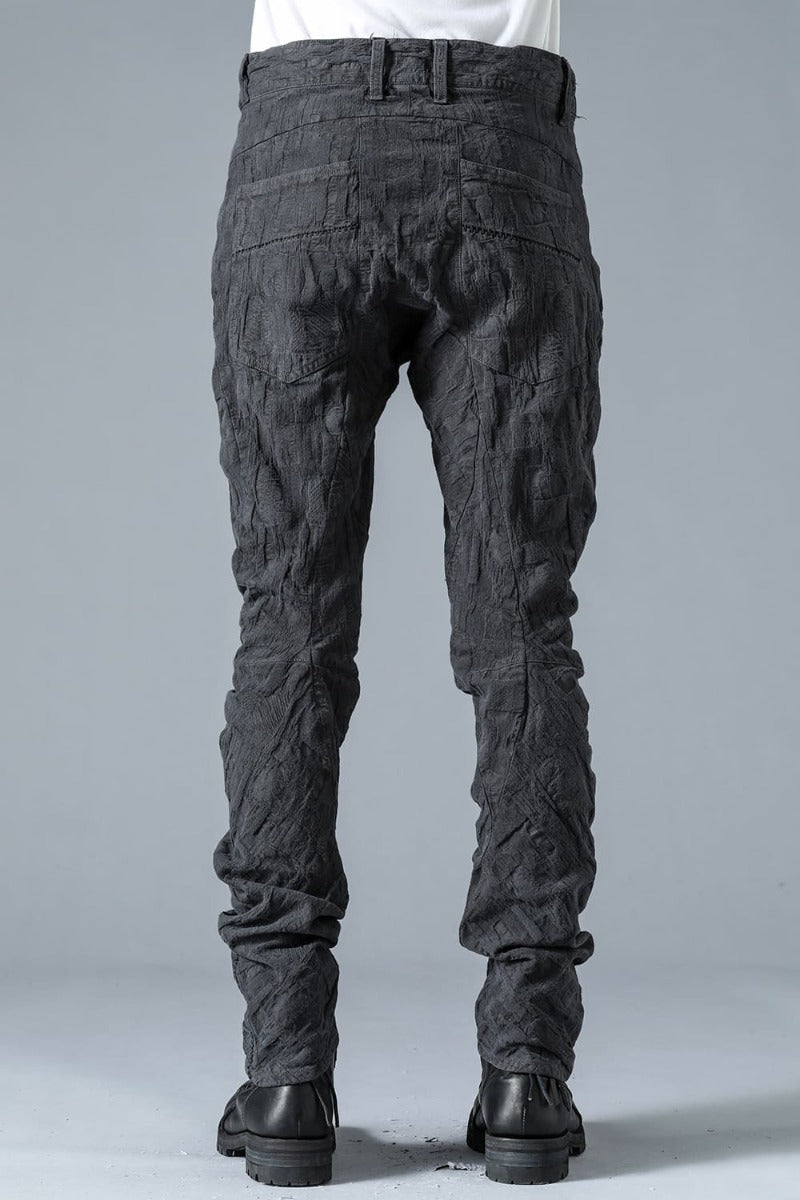 SCAB Patchwork Jacquard Stretch Cotton Overlock Twisted Curved Slim Pants Charcoal