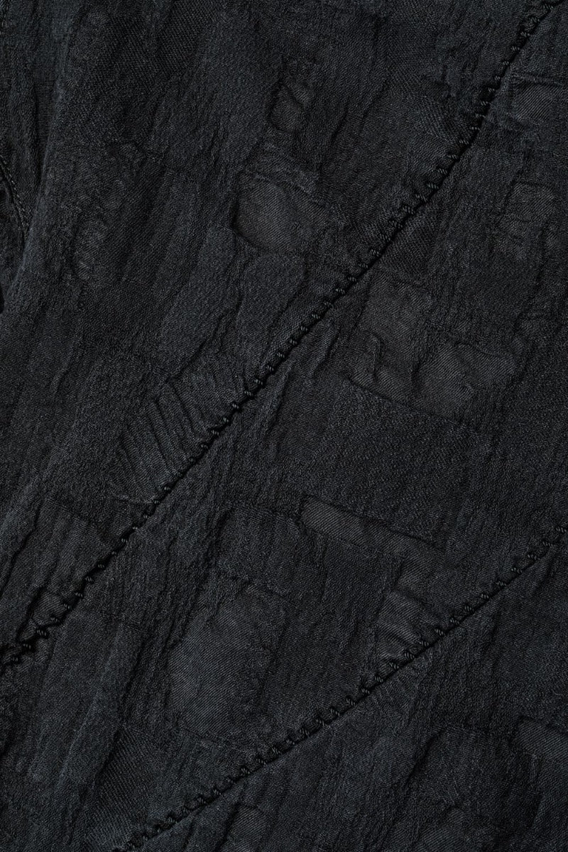 SCAB Patchwork Jacquard Stretch Cotton Overlock Twisted Curved Slim Pants Charcoal