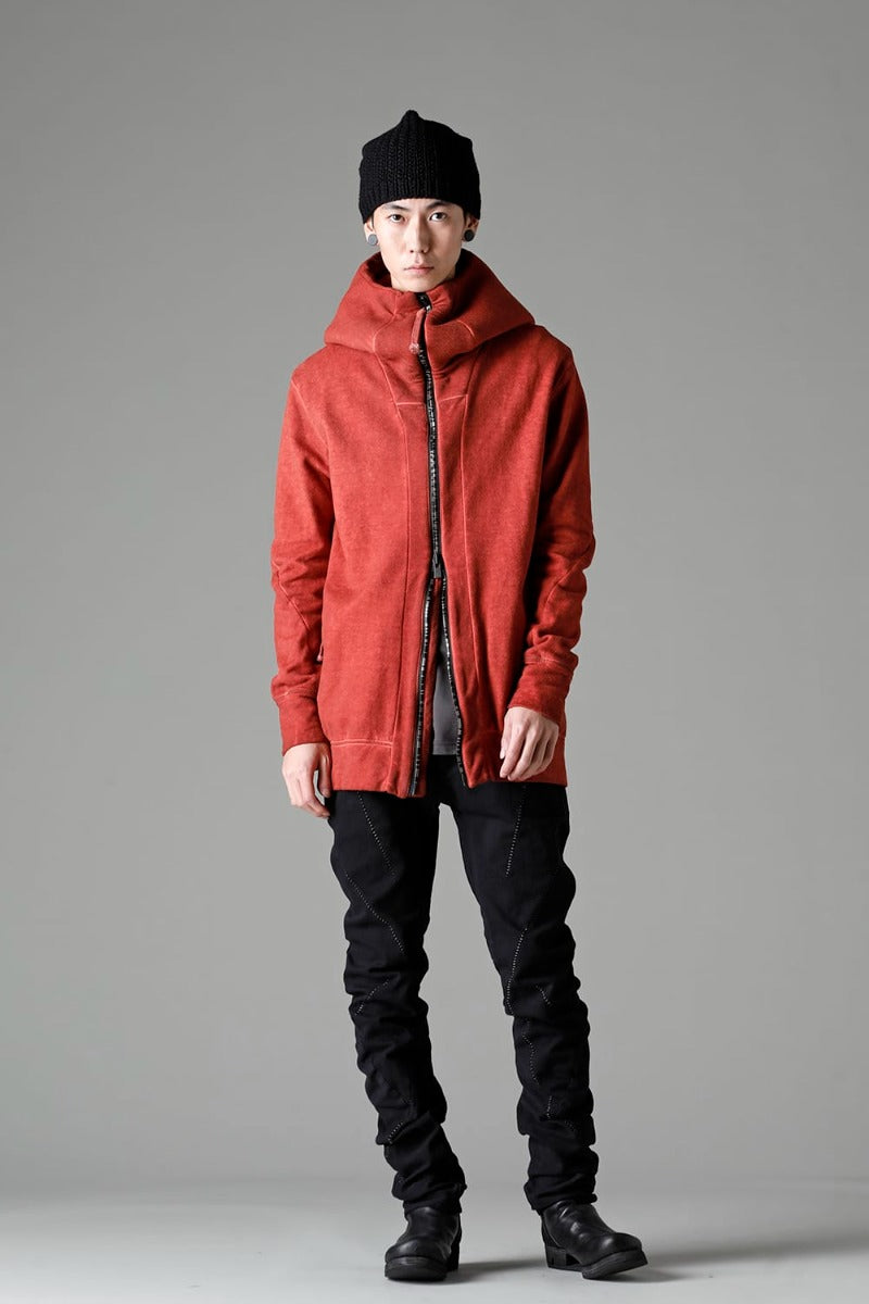 Hyper Stretch Cotton Denim Overlock Twist Curve Slim Trousers  Black