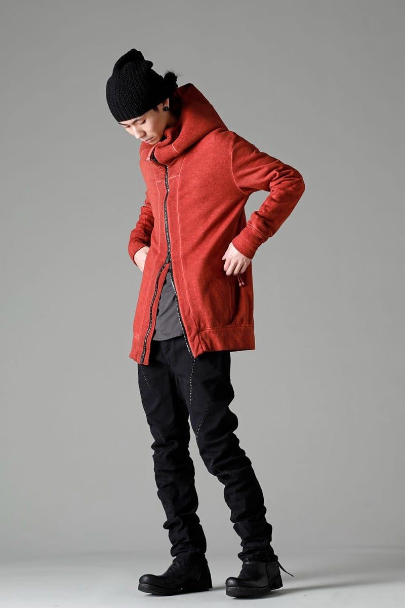 Hyper Stretch Cotton Denim Overlock Twist Curve Slim Trousers  Black