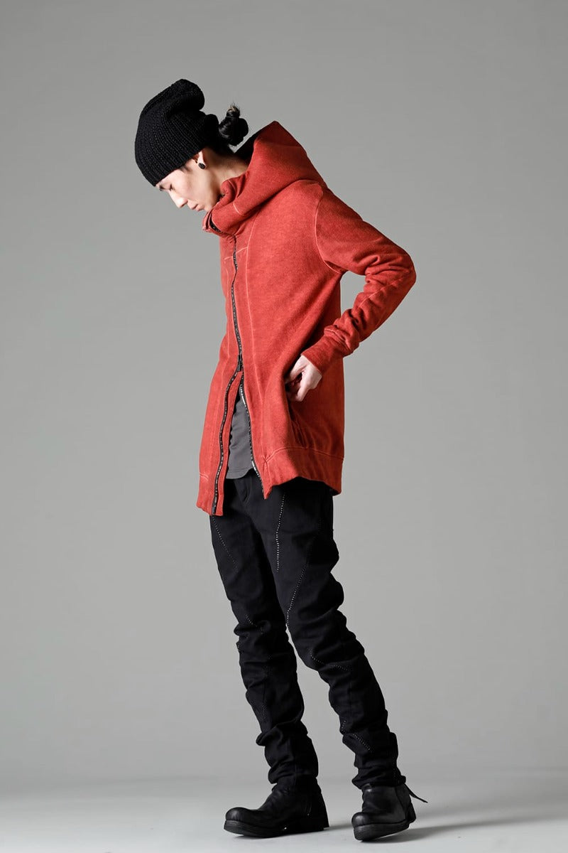 Hyper Stretch Cotton Denim Overlock Twist Curve Slim Trousers  Black