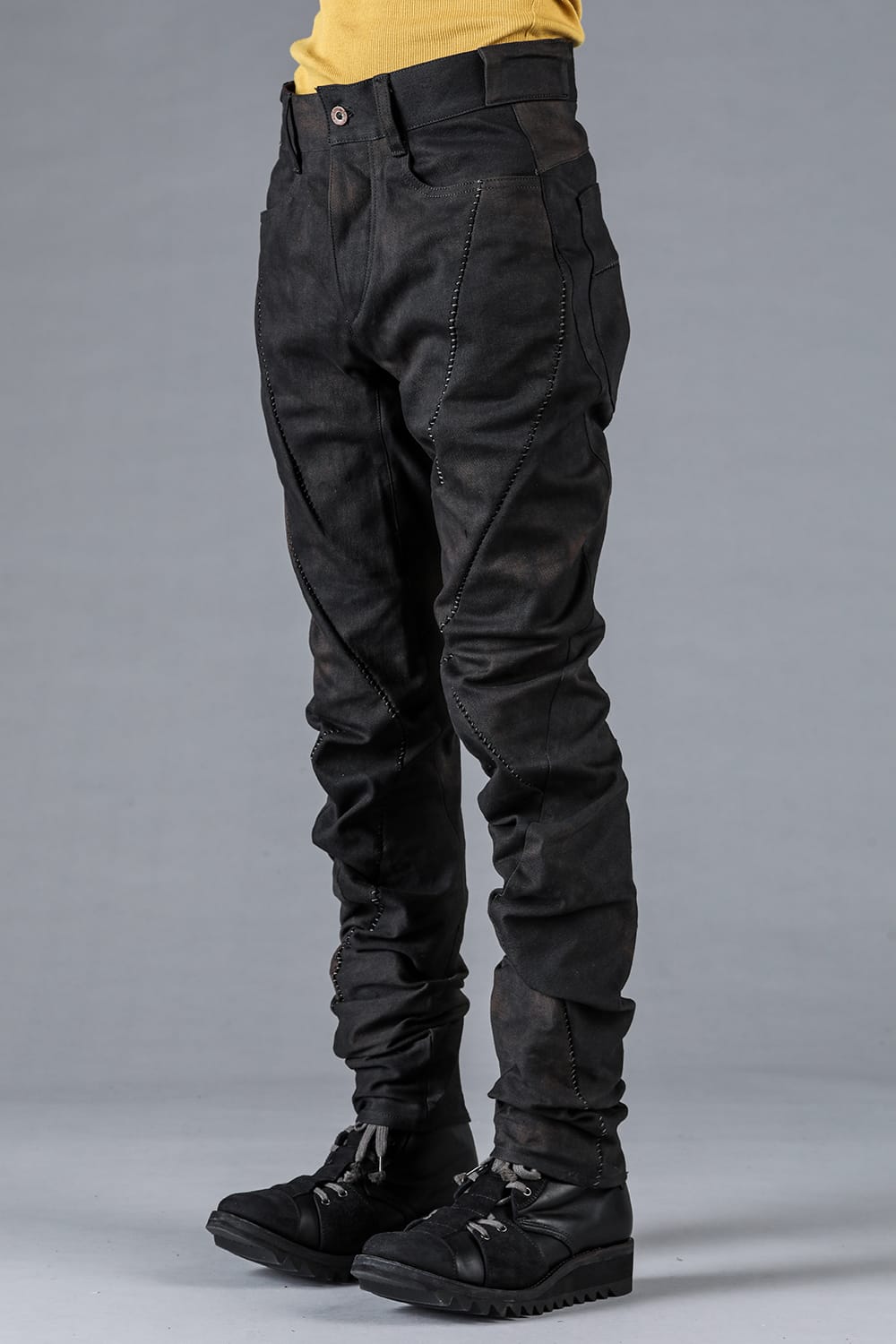 Stretch Denim Overlock Twist Curve Slim Pants Dust