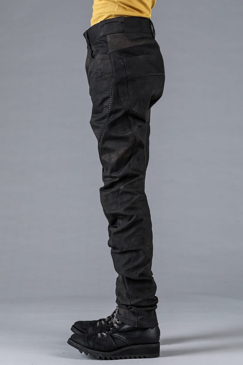 Stretch Denim Overlock Twist Curve Slim Pants Dust