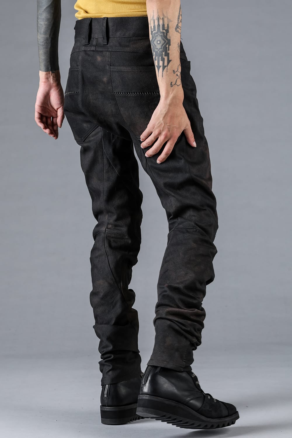 Stretch Denim Overlock Twist Curve Slim Pants Dust