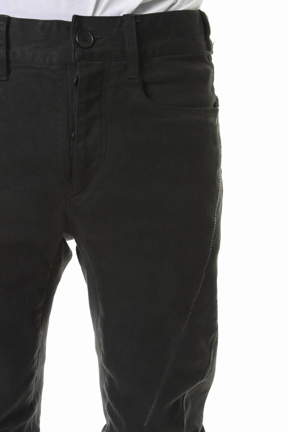 Over Cold Dyed Curve Slim Pants Charcoal Khaki