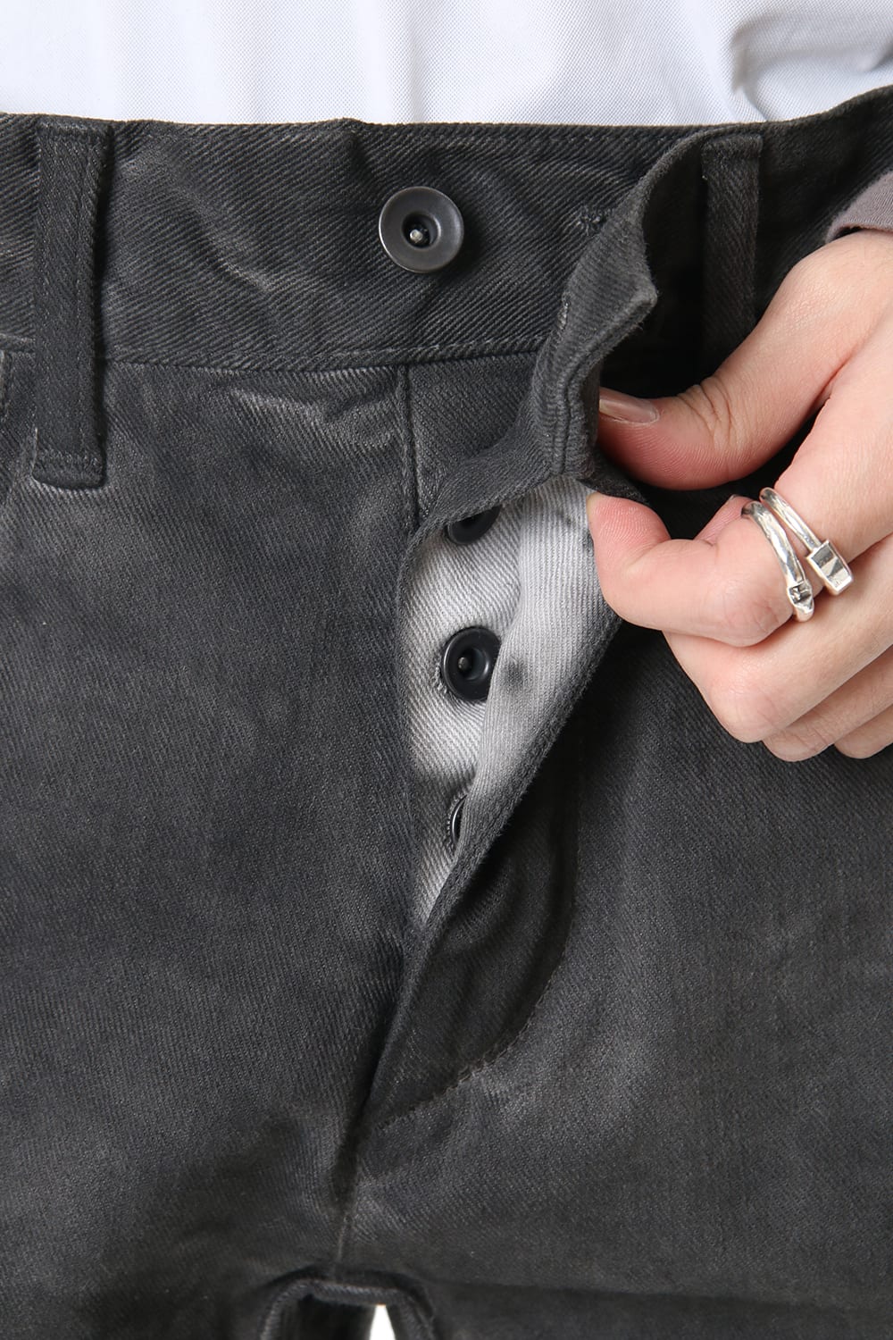 Over Cold Dyed Curve Slim Pants Charcoal