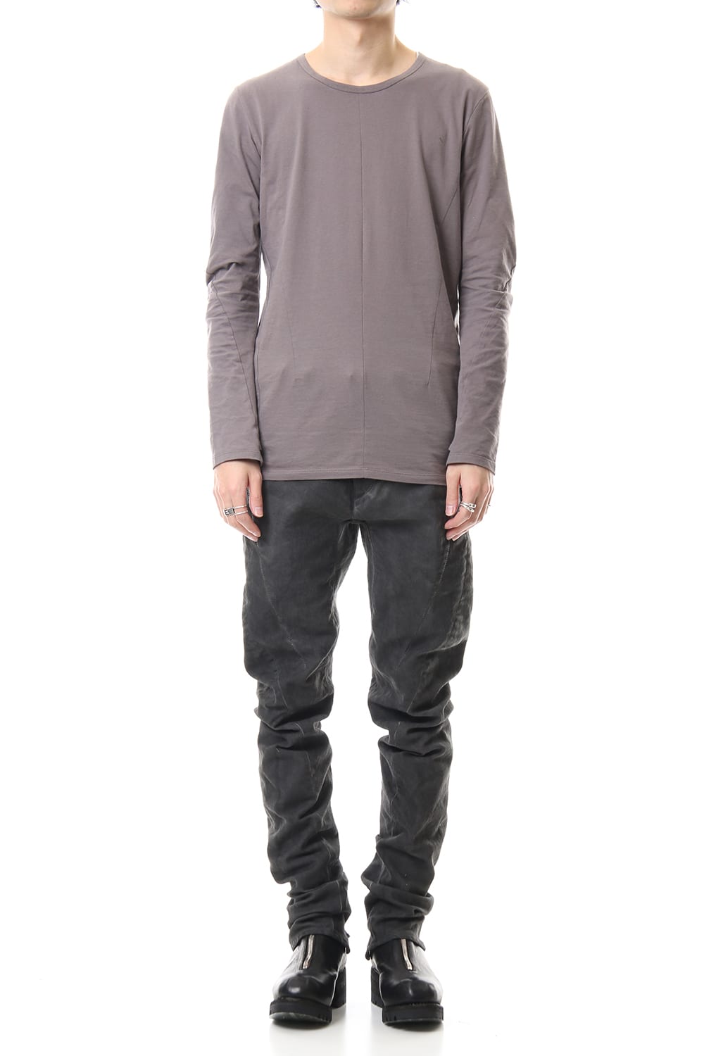 Over Cold Dyed Curve Slim Pants Charcoal