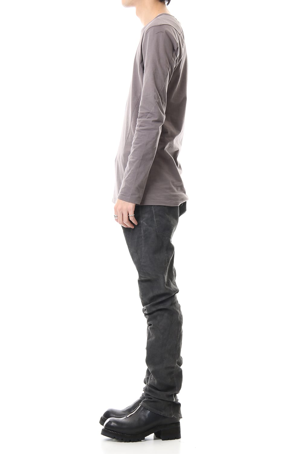 Over Cold Dyed Curve Slim Pants Charcoal