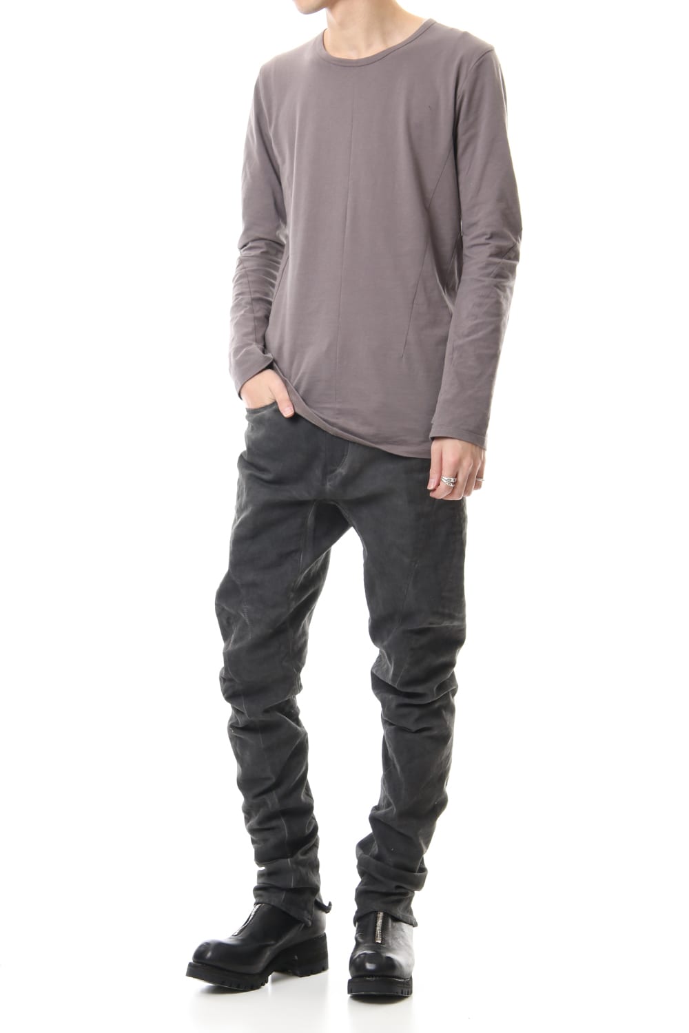 Over Cold Dyed Curve Slim Pants Charcoal