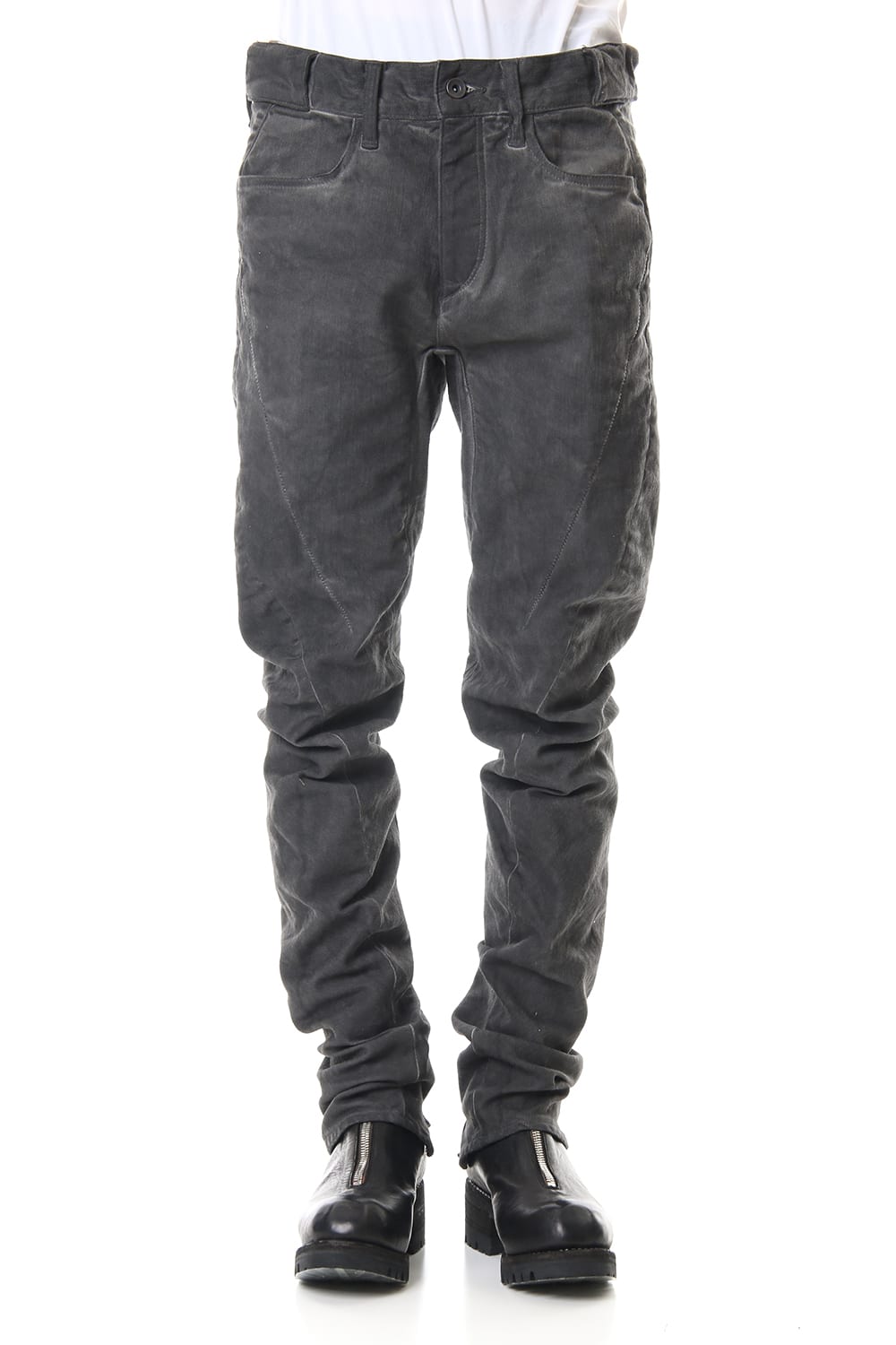 Over Cold Dyed Curve Slim Pants Charcoal