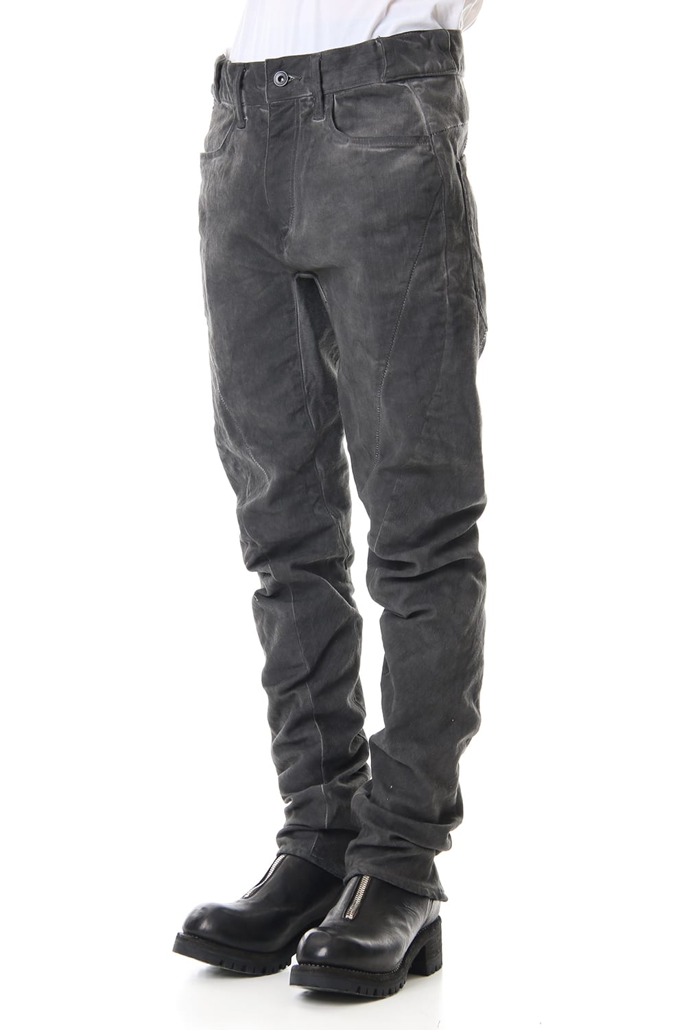 Over Cold Dyed Curve Slim Pants Charcoal