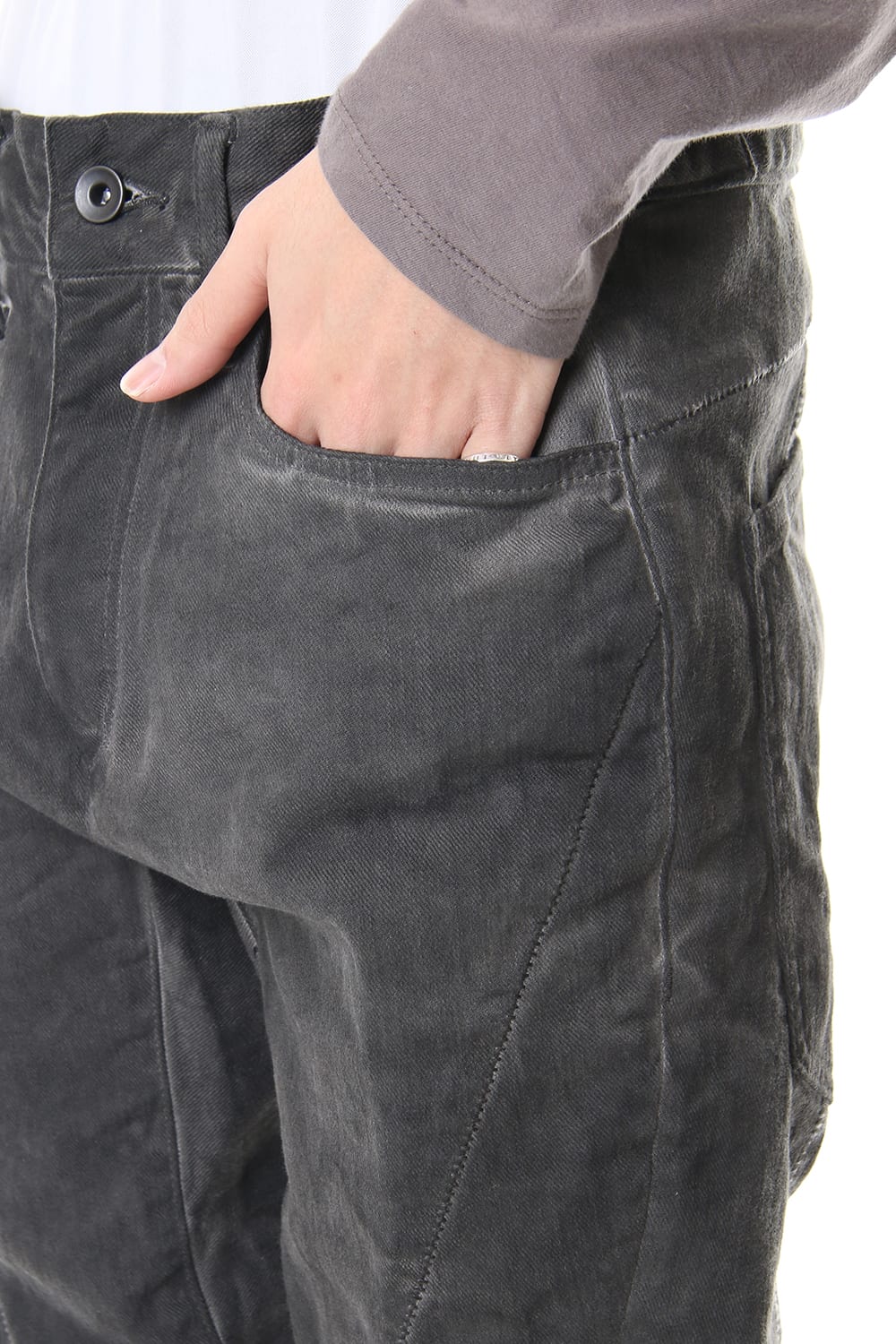 Over Cold Dyed Curve Slim Pants Charcoal