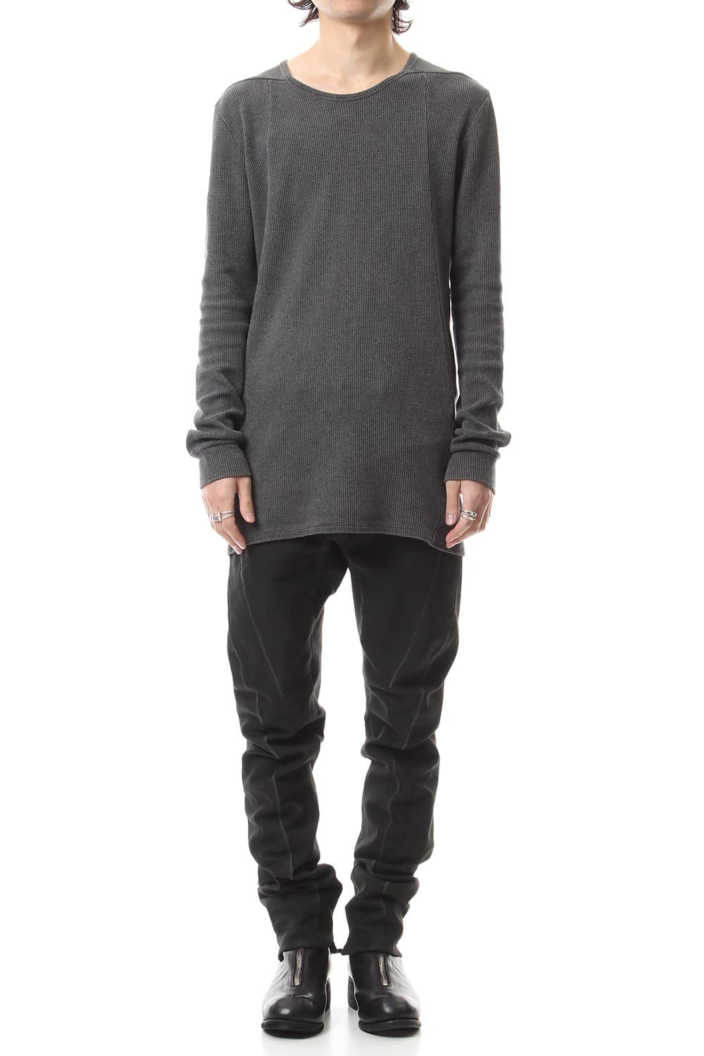 Over Cold Dyed Curve Slim Pants Charcoal Khaki