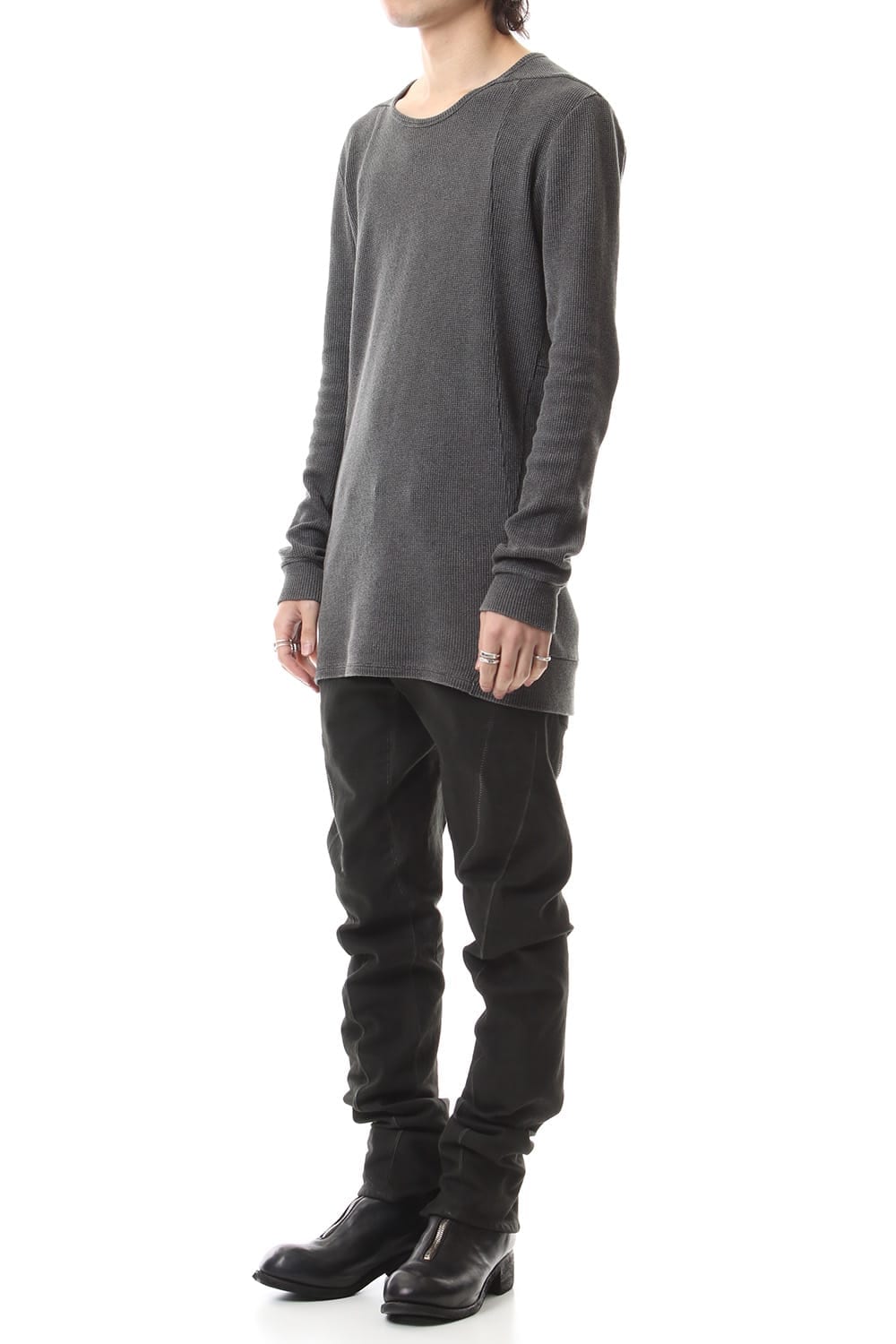 Over Cold Dyed Curve Slim Pants Charcoal Khaki