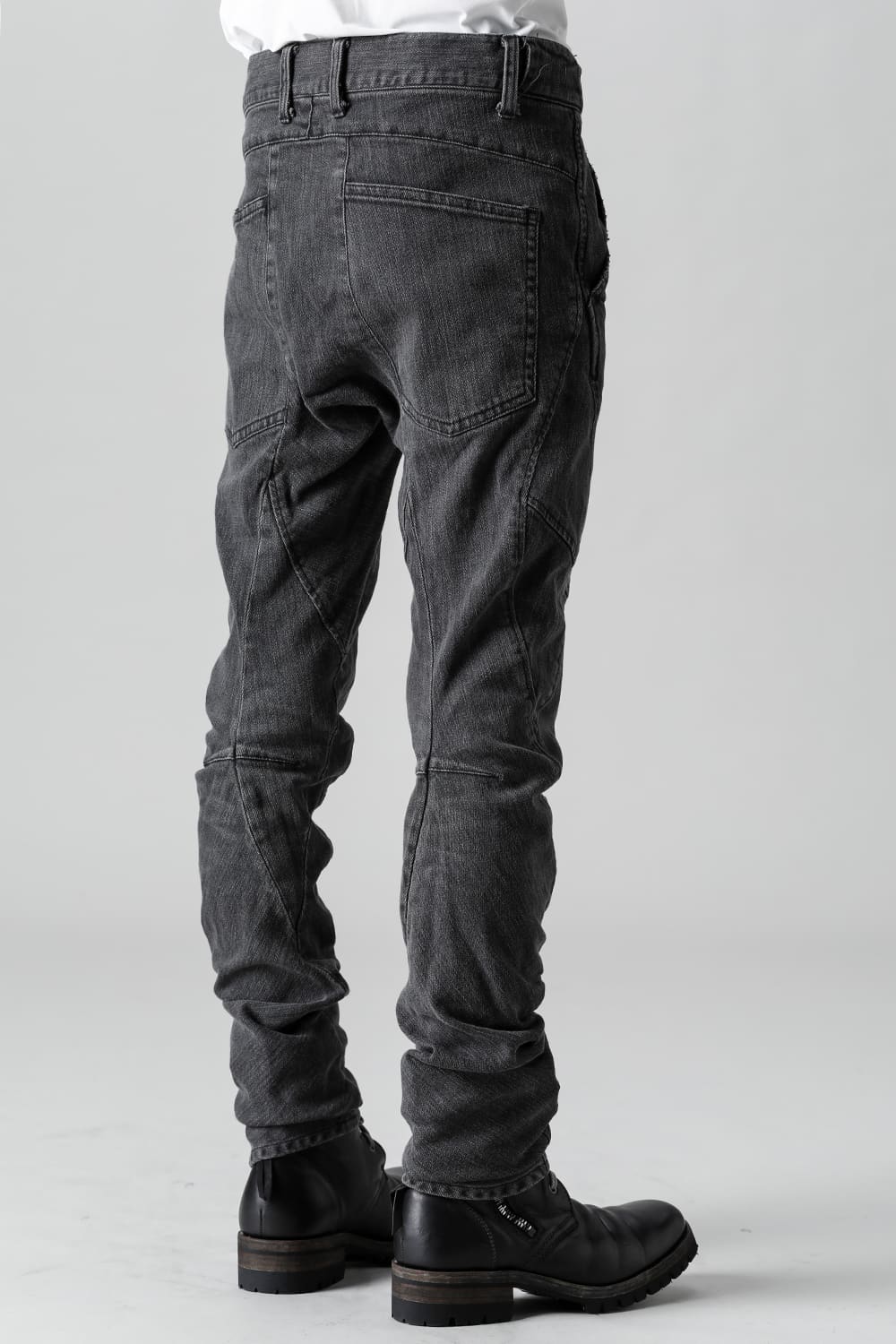 Indigo Denim Over-Dye Twisted Slim Pants Bleach Black